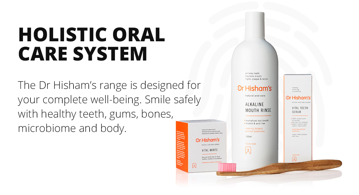 Dr Hisham's holistic oral care system ad block